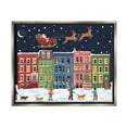 thumbnail image 1 of Snowy Christmas Town Santa Overhead Holiday Graphic Art Luster Gray Framed Art Print Wall Art, 1 of 6