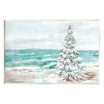 Snowy Christmas Tree Beach Shore Holiday Painting Unframed Art Print Wall Art