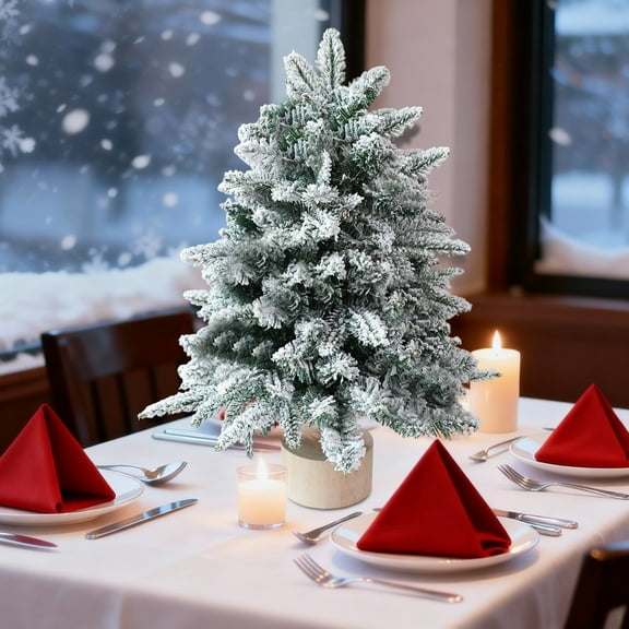 Snowy Christmas Tree, Tabletop Holiday Decor, Imitation Pvc Tree, Realistic Needles, Home Decoration,Vsgery