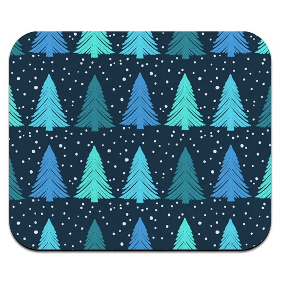 Snowy Christmas Trees Pattern Low Profile Thin Mouse Pad Mousepad