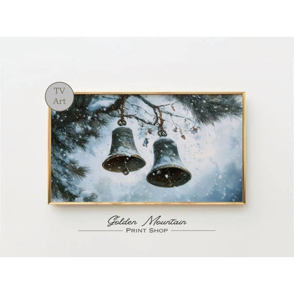 Snowy Church Bells Winter, Winter Holiday Wall Decor, Cozy Seasonal Living Room Display, Winter Living Room Artwork Home Decor UNFRAMED Poster, Wall Art for Decor, Present, 8x12