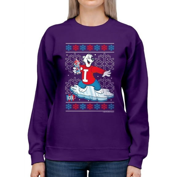 Snowy Cool Vibes - ICEE Bear Snowboarding Graphic Sweatshirt Women's