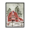 thumbnail image 1 of Snowy Country Barn American Flag Holiday Graphic Art Black Framed Art Print Wall Art, 1 of 8