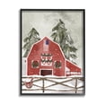 thumbnail image 1 of Snowy Country Barn American Flag Holiday Graphic Art Black Framed Art Print Wall Art, 1 of 8