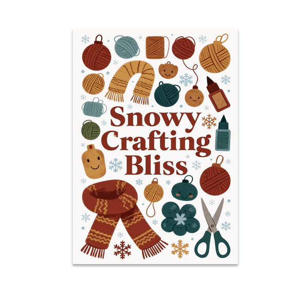 Snowy Crafting Bliss Poster Print - Winter Craft Enthusiast - 13x19 Glossy Poster