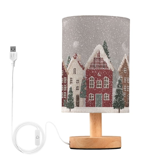 Snowy Day Christmas Street View Table Lamp with USB Port LED Warm Light Lamp Night Light Home Decor