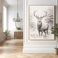 thumbnail image 1 of Snowy Deer Wall Art Print Buck Winter Farmhouse Decor, Unframed Paper Poster 24x36in, 1 of 4