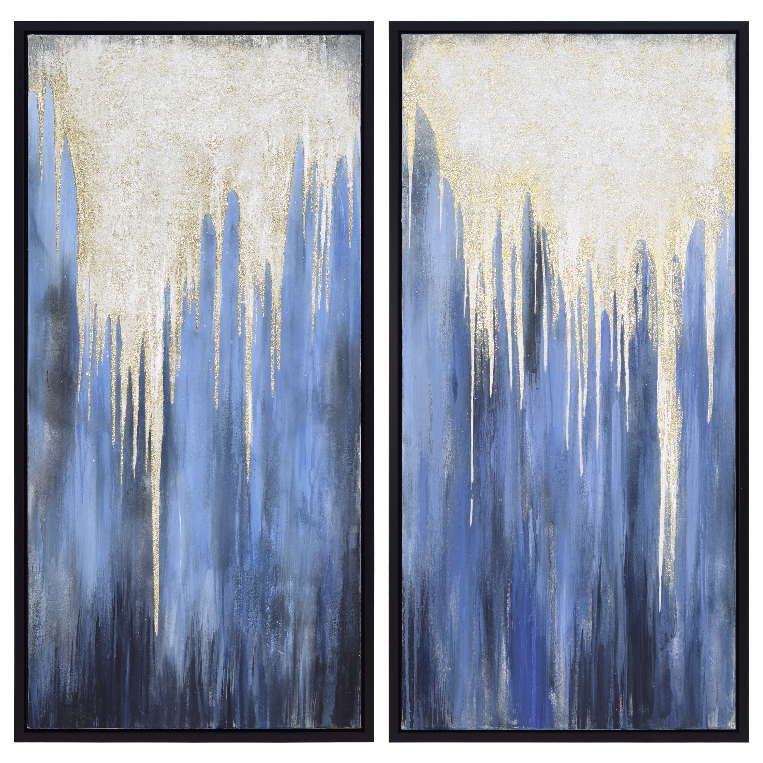 Snowy Drip 1&2 Textured Metallic Hand Painted Wall Art by Martin