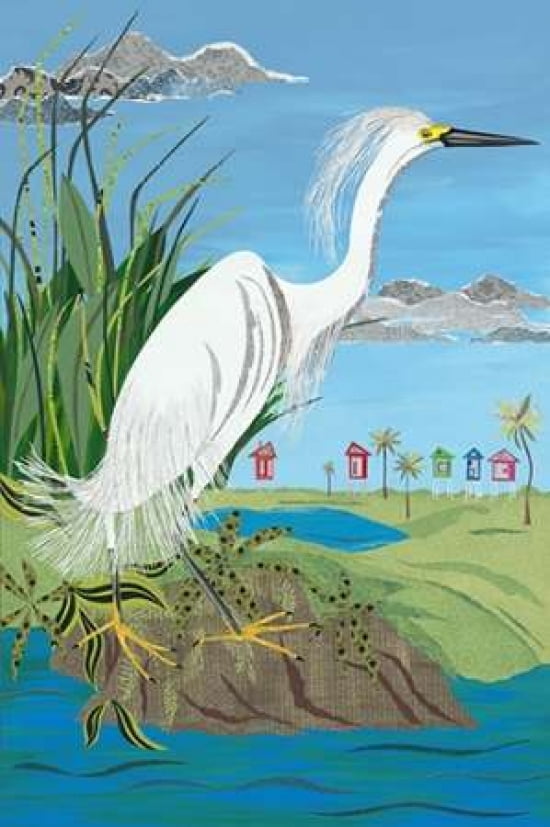 Snowy Egret Canvas Art - Jennifer Peck (24 x 36)