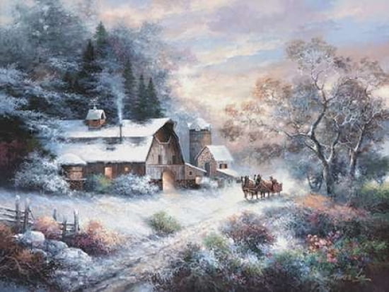Snowy Evening Outing Canvas Art - James Lee (18 x 24)