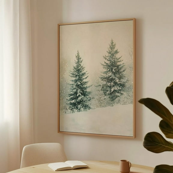 Snowy Evergreen Forest - Serene Winter Wonderland Scene, Rustic Nature Wall Art For Seasonal Home Decor Wall Art, Modern Wall Decor, 24x36 UNFRAMED