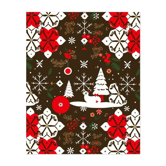 Snowy Festivities Pattern - India Digital Art Winter Snow Pattern Floral Scenic Unframed Wall Art Print 8 x 10 inches