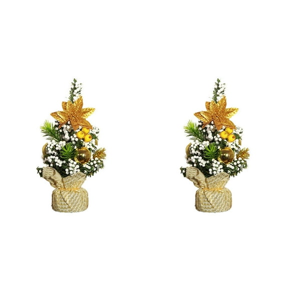 Snowy Flocked Mini Christmas Tree,Artificial Tabletop Christmas Tree in Rustic Burlap Base for Office Desk Home Decor,Christmas Tree with Ornament for Desktop Bedroom Indoor Holiday Party Decorations