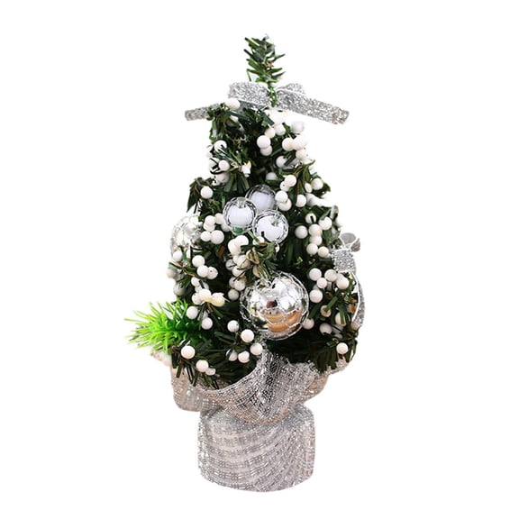 Snowy Flocked Mini Christmas Tree,Artificial Tabletop Christmas Tree in Rustic Burlap Base for Office Desk Home Decor,Christmas Tree with Ornament for Desktop Bedroom Indoor Holiday Party Decorations