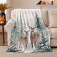 thumbnail image 1 of Snowy Forest Deer Winter Woodland Christmas, Festive Holiday Scene, Warm Flannel Blanket for Living Room and Reading Nook, Art Lovers Friendship Gift, Artistic Home Decor, 1 of 9