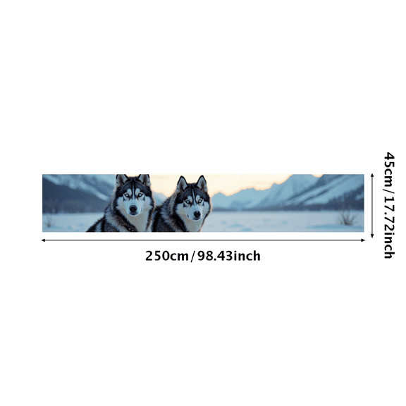 Snowy Forest Husky Backdrop Banner Winter Party Decorations Photography Props Background for Pet Themed Events Dog Lovers Gatherings and Family Celebrations
