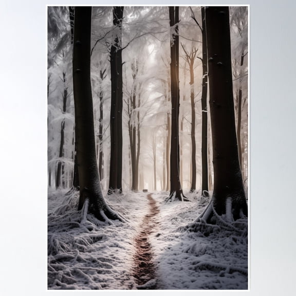 Snowy Forest Poster Wall Art, Modern Wall Decor, 8x12 UNFRAMED