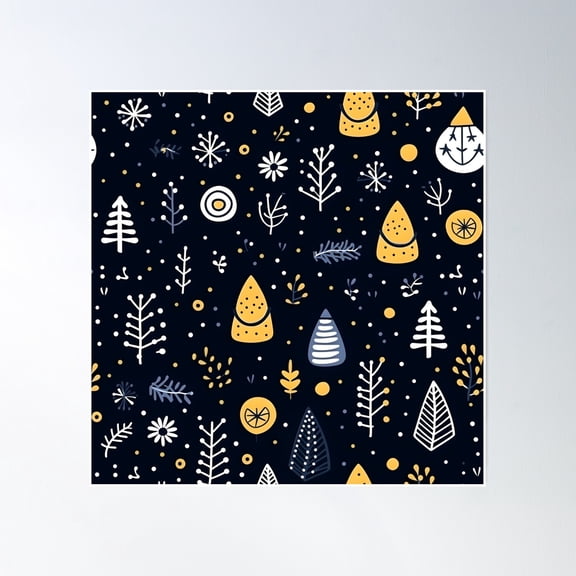 Snowy Forest Shimmer Poster Wall Art, Modern Wall Decor, 16x16 UNFRAMED