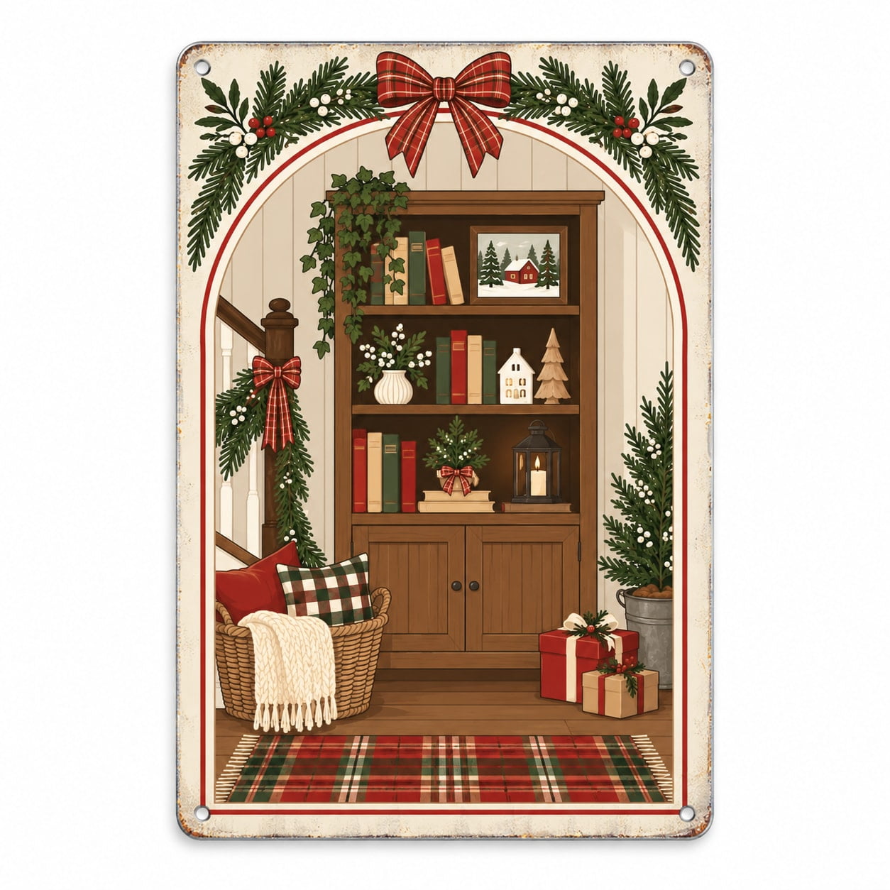 Snowy Garden Cottage Metal Sign for Lodge Rustic Christmas Decor ...