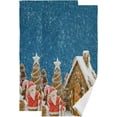 thumbnail image 1 of Snowy Gingerbread House Town Hand Towels 2 PCS, Christmas Tree Kitchen Towel Ultra Soft and Highly Absorbent,Decorative Fingertip Face Towel for Bathroom Hotel, 28.3"x14.4", 1 of 5