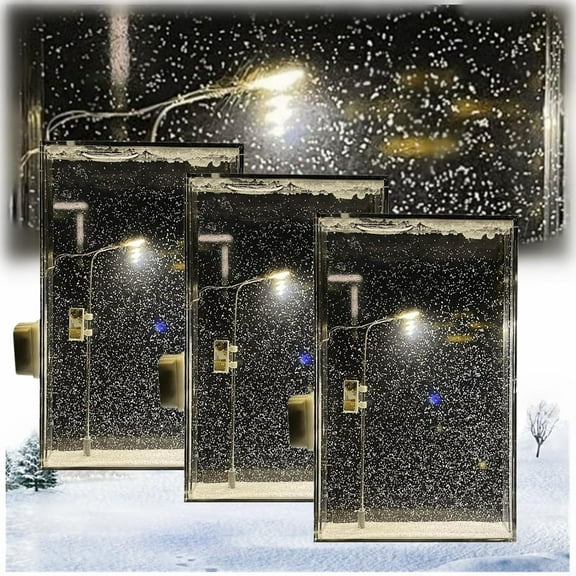 Snowy Lamp Night Light, Snowy Night Street Lamp Flowing, DIY Christmas Snow Scenery Night Light, Classic Snowflake Flowing Lamp for Indoor Bedroom Desktop Decoration