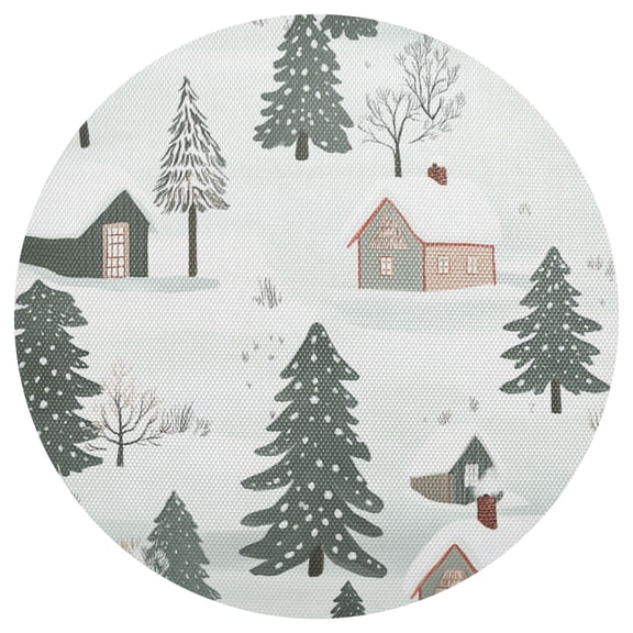 Snowy Landscape 15.4in Diameter PVC Plate Mat, Heat-Resistant and Cuttable, Kitchen Decor