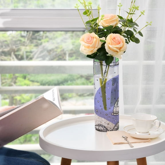 Snowy Landscape Plastic Vase 11.8'' x 3.9'' Transparent Non Breakable Decorative for Family