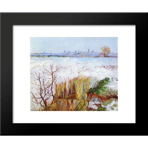 Snowy Landscape with Arles in the Background 20x24 Framed Art Print by Vincent van Gogh