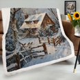 thumbnail image 1 of Snowy Lane Country House Sherpa Blanket Throw Blanket For Bed Chair Sofa Blanket For Women Men Blanket Microfiber, 1 of 8