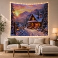 thumbnail image 1 of Snowy Mountain Cabin With Sunset Sky Serene Rustic for Cabin Lovers Mountain Landscape Art Christmas Gift Tapestry Wall Hanging for Bedroom and Living Room, 1 of 7