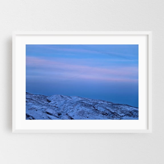 Snowy Mountain Climb - Boise Idaho Photography Winter Snow Landscape Mountain Scenic Nature Minimalist White Framed Wall Art Print 5 x 7 inches