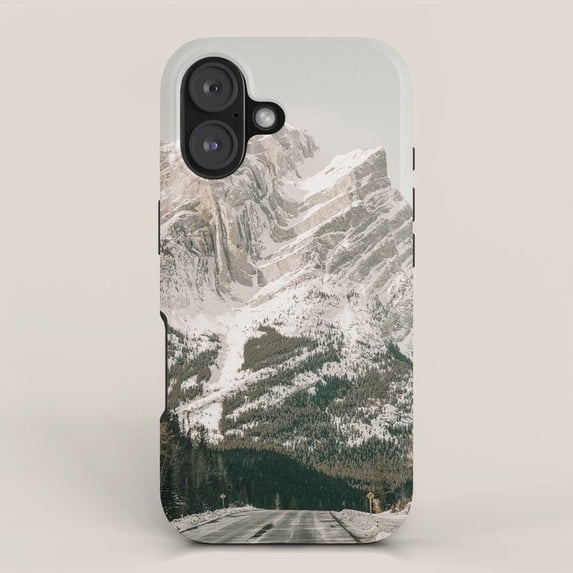 Snowy Mountain, Evergreen Forest and Road Tough Phone Case, Dual-Layer ...