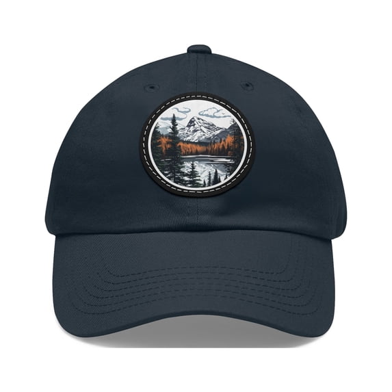 Snowy Mountain Logo Dad Hat Strap Back Circle Round Patch Adjustable