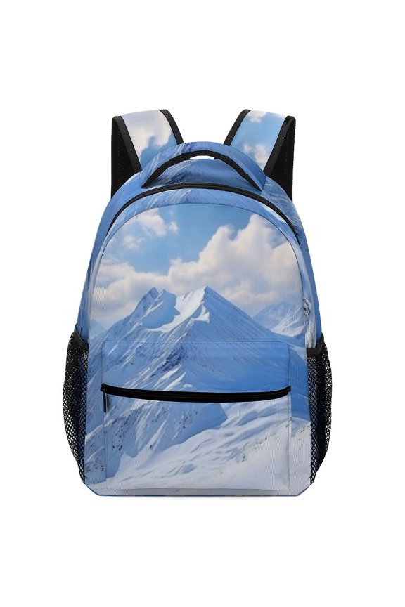 Snowy Mountain Peaks Oxford Backpack Lightweight Adjustable Outdoor Daily
