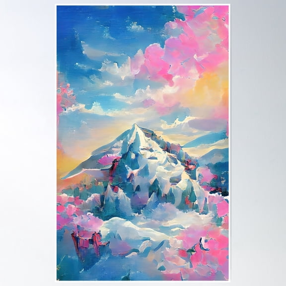 Snowy Mountain Poster Wall Art, Modern Wall Decor, 12x18 UNFRAMED