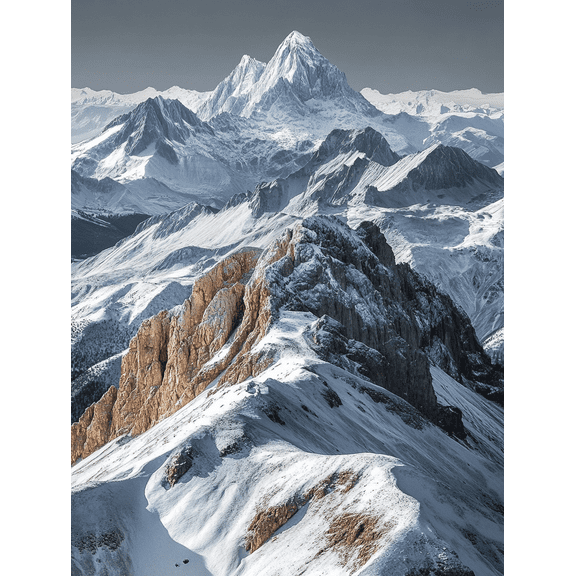 Snowy Mountain Range Canvas Print/Wall Art Perfect for Living Room Bedroom Office Hotel and Restaurant Decoration.