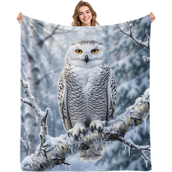 Snowy Owl Blanket for Bed Sofa Living Room with Winter Animal Design ...