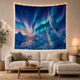 thumbnail image 1 of Snowy Owl on Blue Ice Cliff Under Northern Lights, Mystical Fantasy for Nature Lovers, Arctic Wildlife Wall Art Christmas Gift Tapestry Wall Hanging for Living Room and Bedroom, 1 of 7