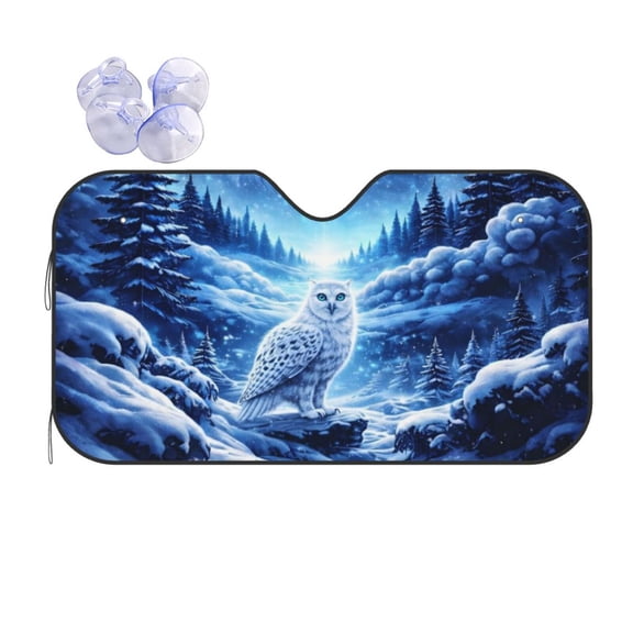 Snowy Owl Car Windshield Sun Shade Universal Fit Auto Sun Visor Protector