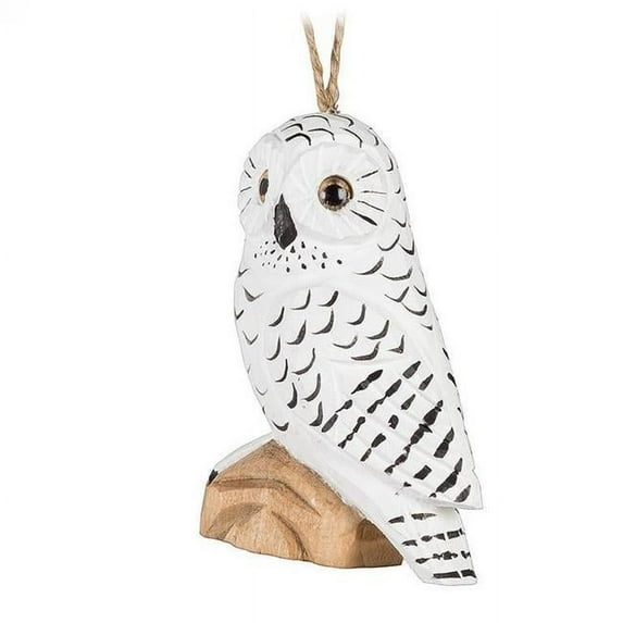 MDR Trading Inc. AB-27-LODGE-1182 Perched Snowy Owl Carved Ornament