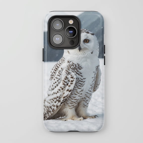 Snowy Owl For All iPhone Series Tough Phone Case Realistic Nature White Brown