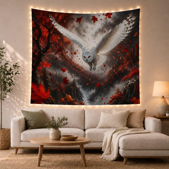 Autumn Woodland Animal Illustration Tapestry