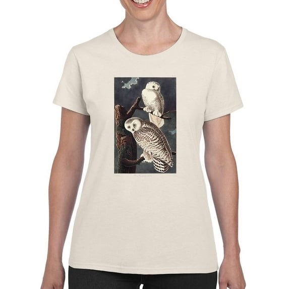 Snowy Owl. T-Shirt Women -John James Audubon Designs, Female Small
