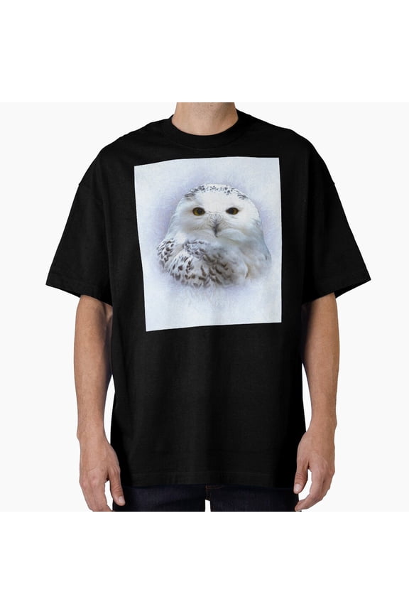 Snowy Owl Taking Flight Action Shot Nature Bird Art Top Unisex T-Shirt, up to Size 5XL