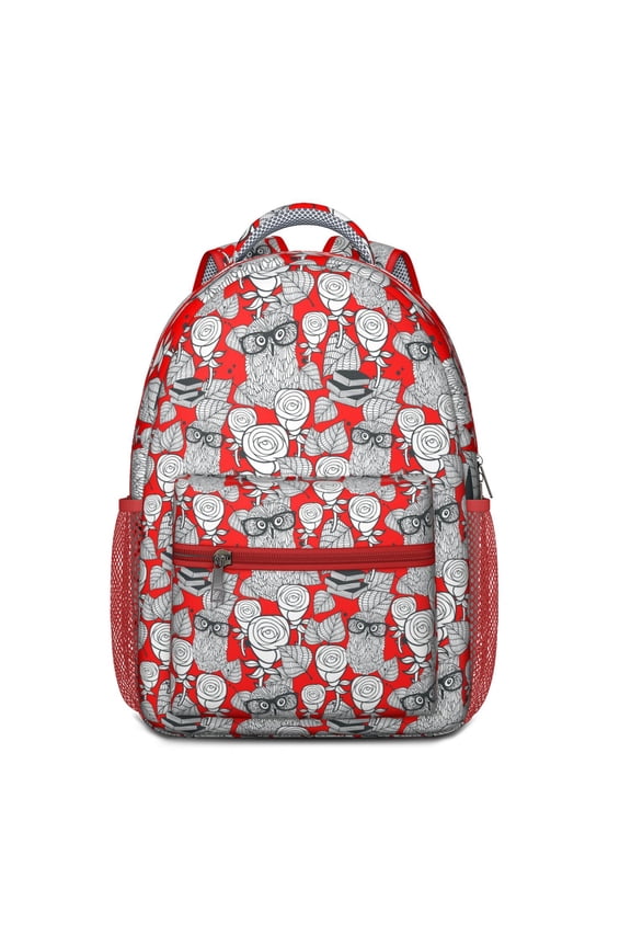 Snowy Owl and Cartoon Print Backpack – Cute Big Eyes Pattern Schoolbag for and Animal Fans