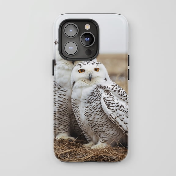Snowy Owls For All iPhone Series Tough Phone Case Wildlife Photography White Brown Black