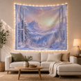 thumbnail image 1 of Snowy Peaks Above Layered Forests Beyond an Open Window, Dreamy Digital Art for Nature Lovers, Alpine Decor, Christmas Gift, Tapestry Wall Hanging for Bedroom and Living Room, 1 of 7
