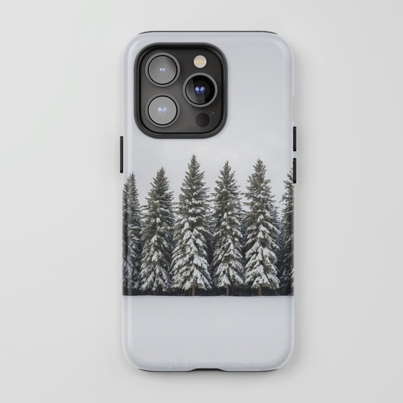 Snowy Pine Trees For All iPhone Series Tough Phone Case Winter Nature White