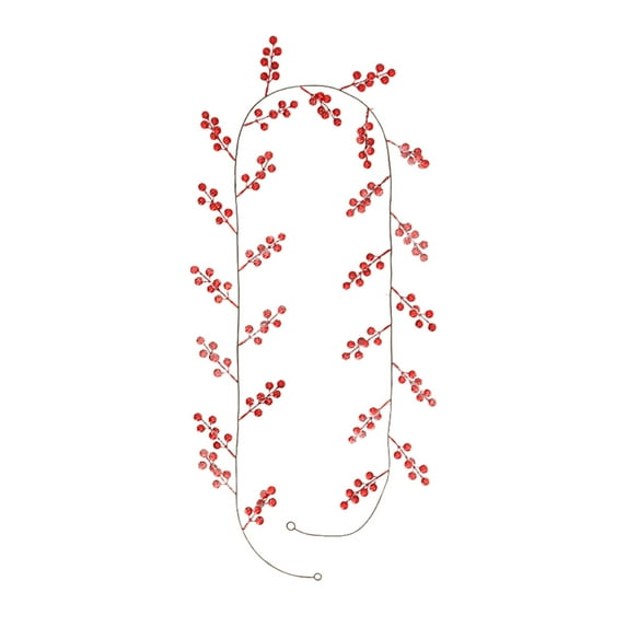 Snowy Red Berry Garland 5.7 FT Christmas Cranberry Garland Winter Holly Berries for Christmas Tree for Decor Mantle Xmas Tree Window Door Indoor Outdoor Holiday Decoration