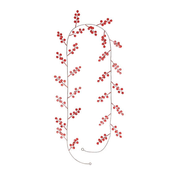 Snowy Red Berry Garland 5.7 FT Christmas Cranberry Garland Winter Holly Berries for Christmas Tree for Decor Mantle Xmas Tree Window Door Indoor Outdoor Holiday Decoration